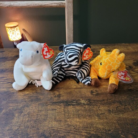 Ty Beanie Babies Mystic Unicorn Ziggy Zebra Twigs The Giraffe Vintage NWT - Picture 2 of 10